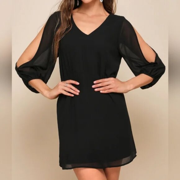 Lulus Dresses & Skirts - Lulu's Shifting Dears Black Long Sleeve Dress